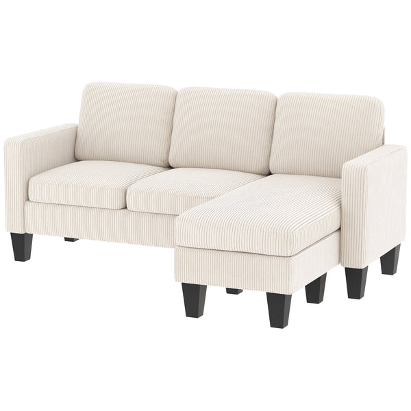 Sectional Sofa, L Shaped Couch, with Changeable Chaise or Ottoman, Cream White