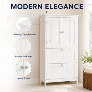 Bathroom storage cabinet with 2 drawers and adjustable shelf, white