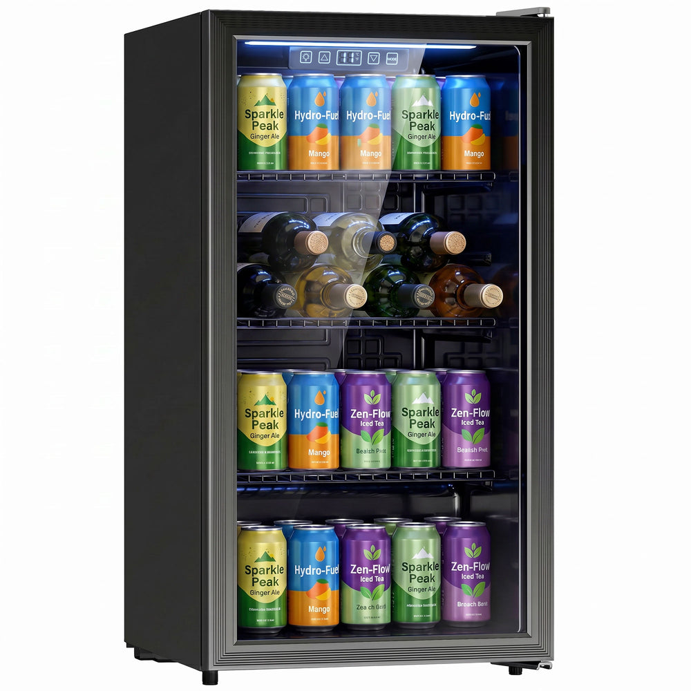 90L Beverage Refrigerator, 139 Cans, Black