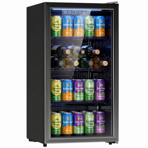 90L Beverage Refrigerator, 139 Cans, Black