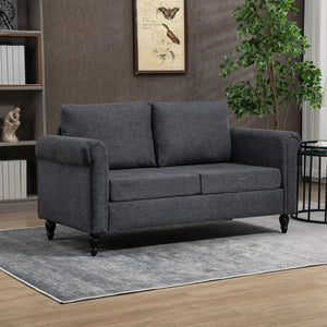 Vintage Upholstered 2 Seater Sofa with Rolled Arms, Dark Grey