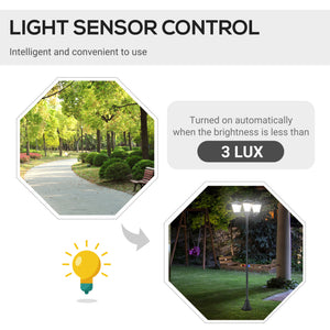 Outdoor solar street light with adjustable brightness, black