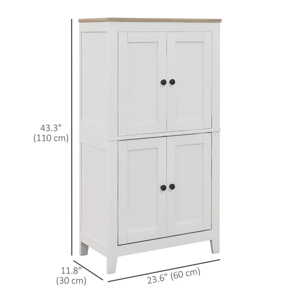 White bathroom storage cabinet with 2 doors and oak-effect top