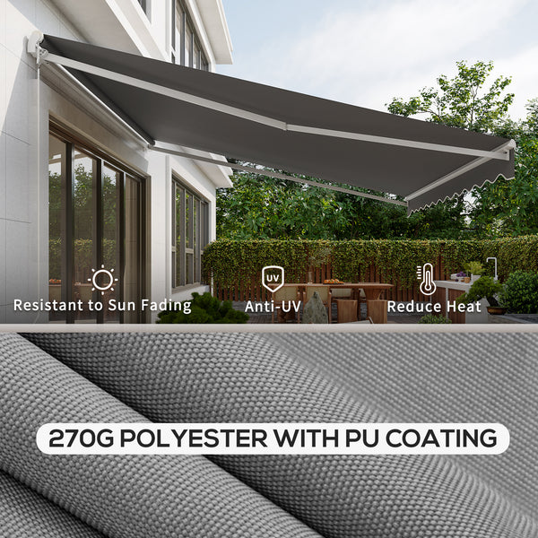 Electric outdoor awning 9.8 x 12.8 with remote control, grey 