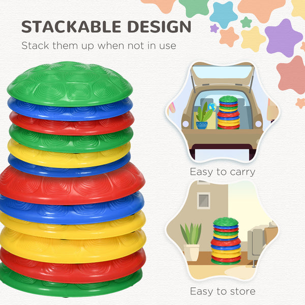 Set of 12 children's balancing stones with non-slip mat, turtle shell design