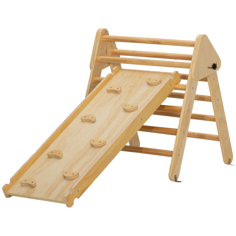 3-in-1 Climbing Set with Ramp for Toddlers in Natural Wood