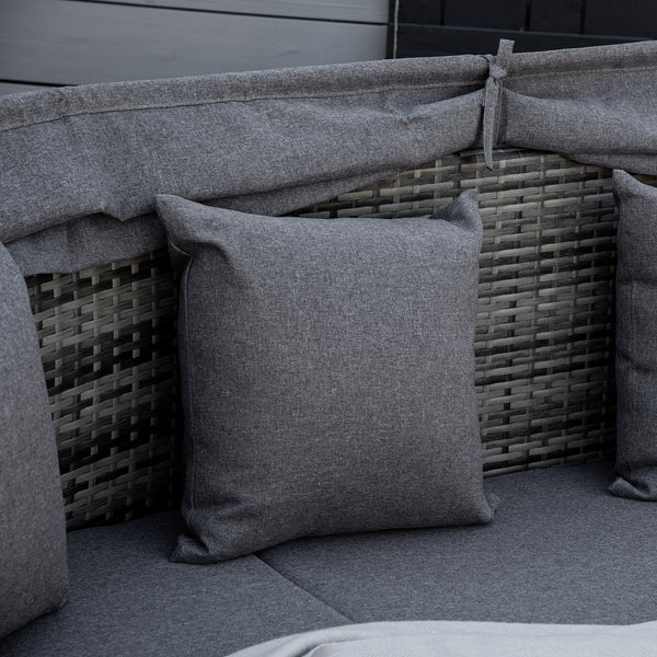 4-piece garden set in PE resin wicker, grey 