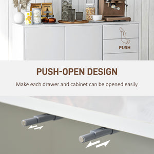 Modern Kitchen Pantry with Coffee Bar, Push-to-Open and 2 Drawers for Living Room, White