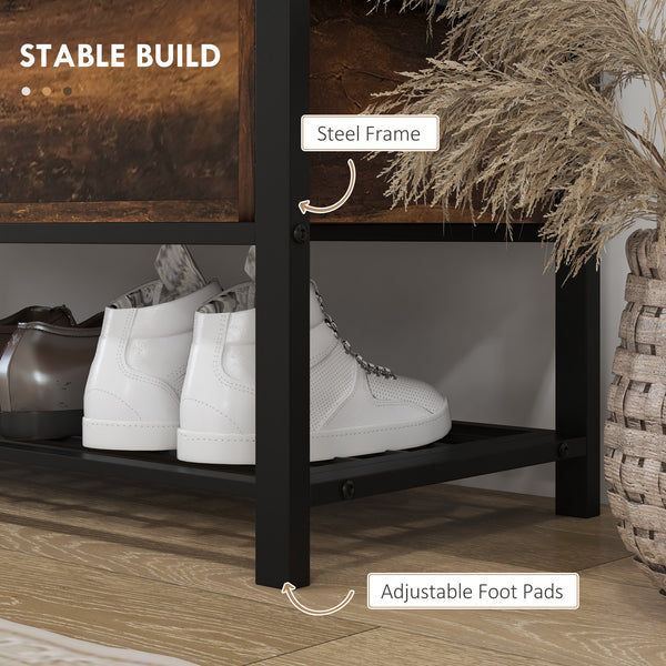 Padded shoe storage with hinged lid