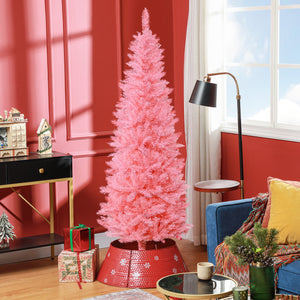 6ft Tall Artificial Christmas Tree with 479 Branches and Pink Steel Base