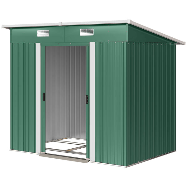 Metal garden shed, 2.13 m x 1.22 m, lockable, green.