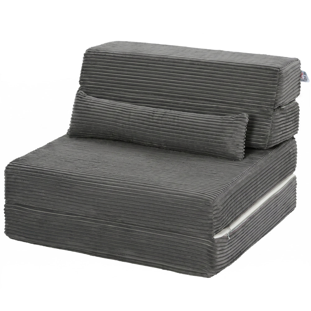 28" Dark Grey Corduroy Folding Floor Chair