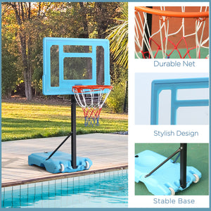 Pool Basketball Hoop, Adjustable Height 36.7-48.9", Blue