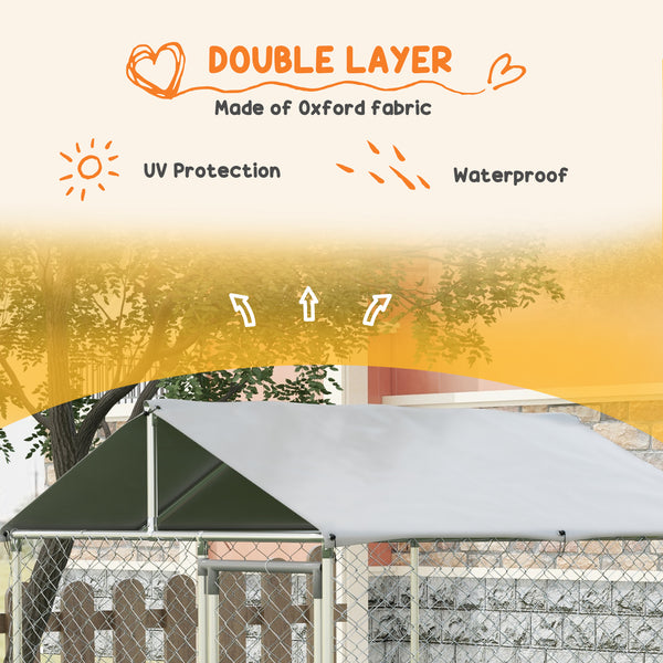 Heavy-duty galvanized steel kennel with UV-resistant roof