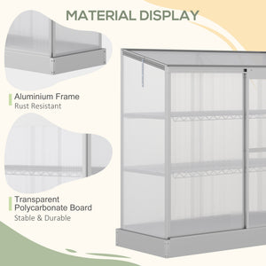 Aluminium cold frame greenhouse, raised protection for planters with a retractable roof