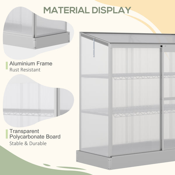 Aluminium cold frame greenhouse, raised protection for planters with a retractable roof