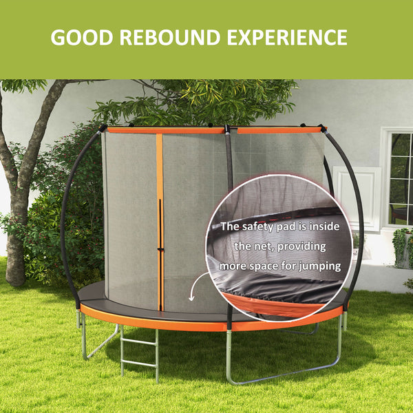 8ft Trampoline with Enclosure Net and Ladder, Orange