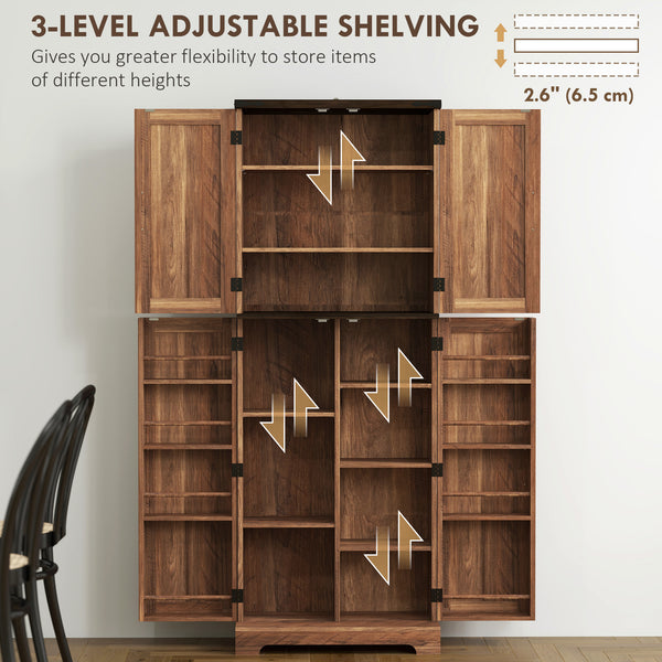 Tall brown wood-effect pantry cabinet with 10 shelves and 8 spice racks