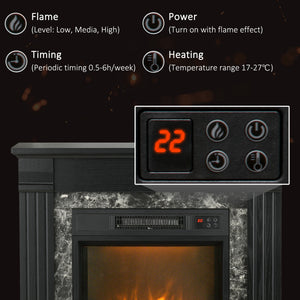 Electric fireplace with 1400W black wooden chimney 