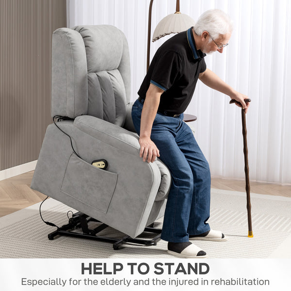 Lift Chair for Seniors, Microfiber Electric Recliner with Remote Control, Light Grey