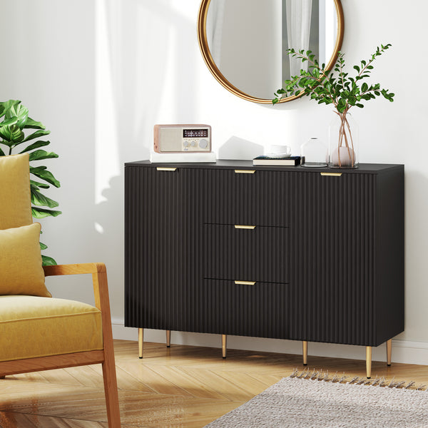 Modern kitchen storage unit with 3 drawers and adjustable shelves, black