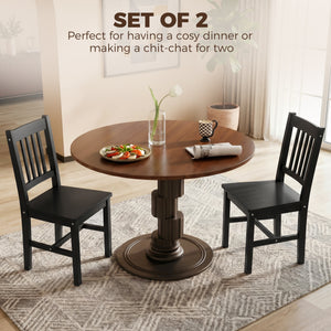 Black pine dining chairs, set of 2