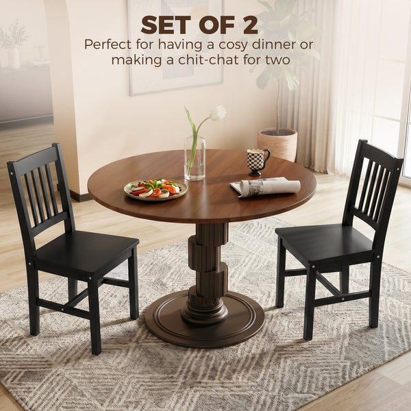 Black pine dining chairs, set of 2