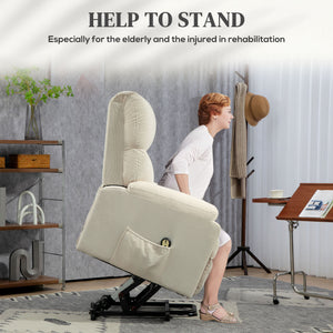 HOMCOM Lift Chair for Seniors, Microfiber Upholstered Power Recliner Chair with Remote, Quick Assembly, Cream White |