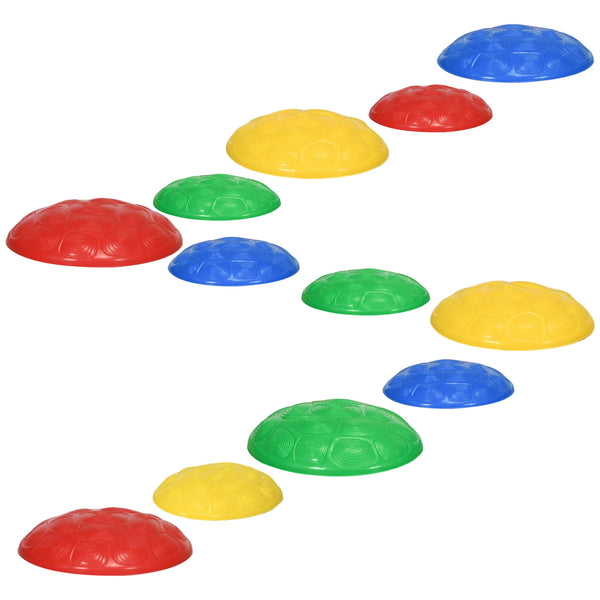 Set of 12 children's balancing stones with non-slip mat, turtle shell design