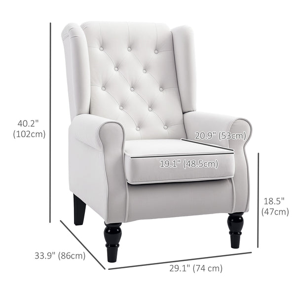 Button-upholstered accent chair, white