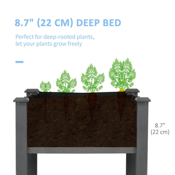 Wooden Raised Bed 86 x 45 x 76 cm, with Feet, Drainage Holes, Inner Bag for Garden, Dark Grey