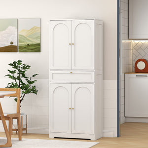 Modern storage unit with shaker doors and adjustable shelves, white