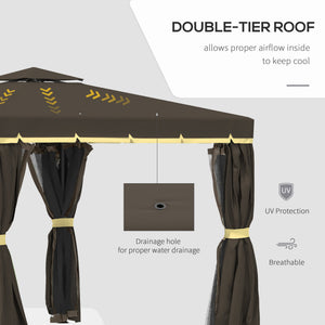 10 x 10 2-tier gazebo with zippered mesh side panels and aluminum frame
