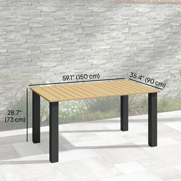 Outdoor patio table with parasol hole, brown