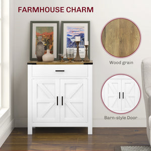Country-style kitchen buffet with drawer and shelf for living room, white