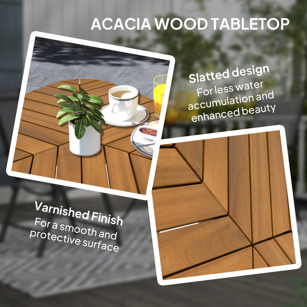 Patio Table with Steel Legs for Garden Backyard Teak