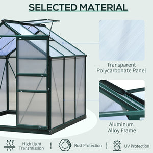 Transparent polycarbonate greenhouse, galvanized sheet frame with sliding door