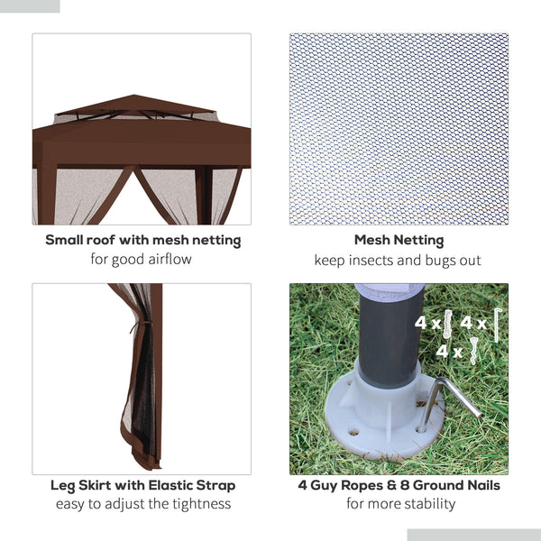 10 x 10 party tent with mosquito netting and double-level roof, brown