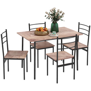 5 Piece Dining Set for 4 People, Steel Frame Dining Room Set