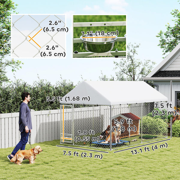 Outdoor enclosure with adjustable and rotating bowls