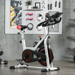Adjustable Upright Exercise Bike with LCD Display, Adjustable Resistance, White