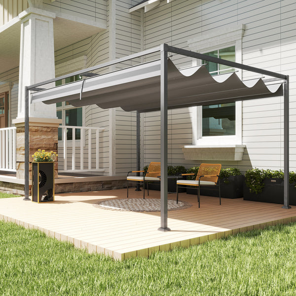 10 x 13 terrace pergola with retractable awning, dark grey