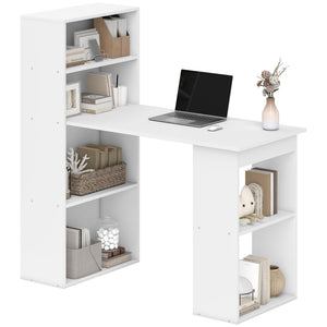Modern computer desk with storage shelves, white