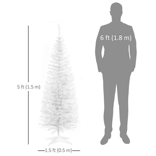 5ft White Pencil Shaped Artificial Christmas Tree