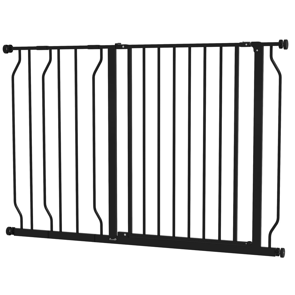 Pet Gate, Easy Installation, with Door and Double Locking System, Black