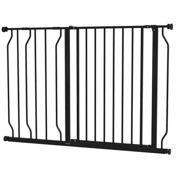 Pet Gate, Easy Installation, with Door and Double Locking System, Black