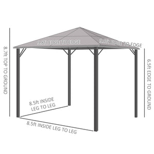 10 x 10 aluminum gazebo with mesh curtains and side panels, grey.