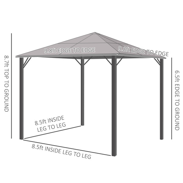 10 x 10 aluminum gazebo with mesh curtains and side panels, grey.