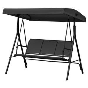 3-seater swing with adjustable canopy, black