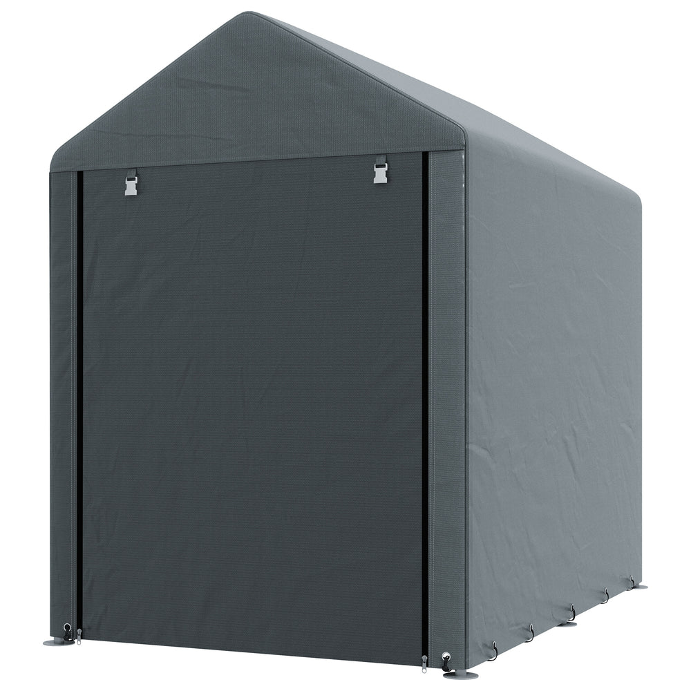 Portable garden shed with roll-up door